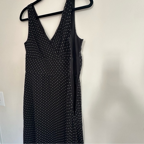 J. Crew Ribbed Crepe De Chine Silk Dot Dress Black Mid-Calf Womens Sz. 6 - Picture 2 of 5